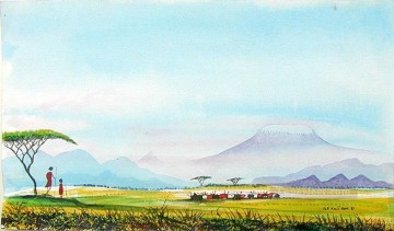 African Painting - Mt Kilimanjaro Scape from Africa
